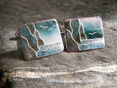 seascape enamel cufflinks